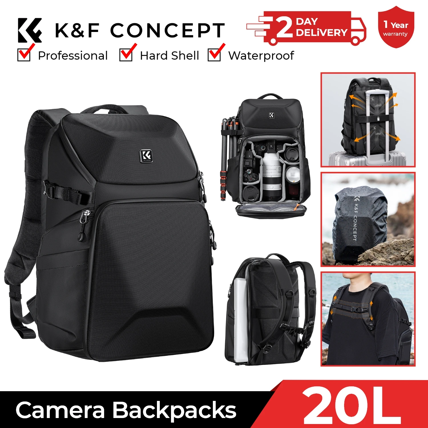 Photography Camera - Фотосумка K&F CONCEPT 20L с водонепроницаемым