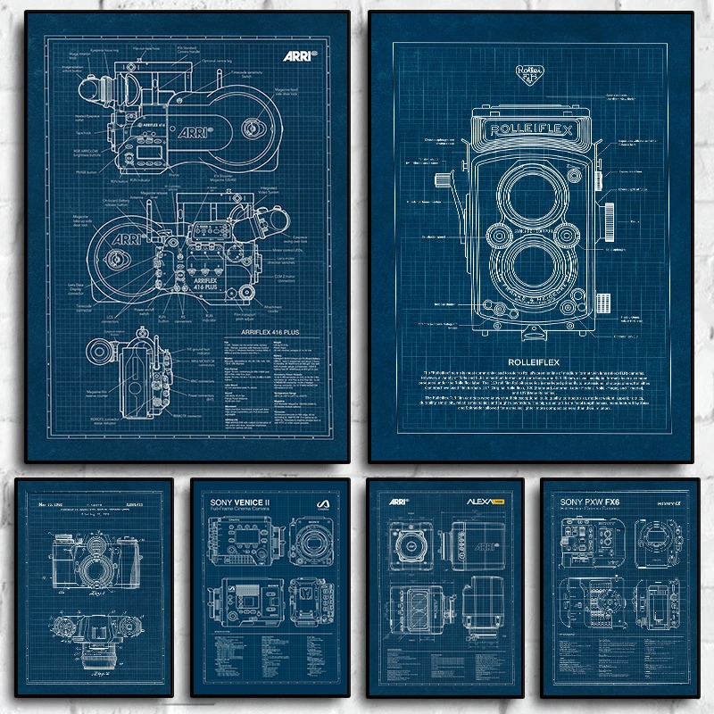 Photography Unit - Винтажный постер Leica Camera Blueprint, классическая
